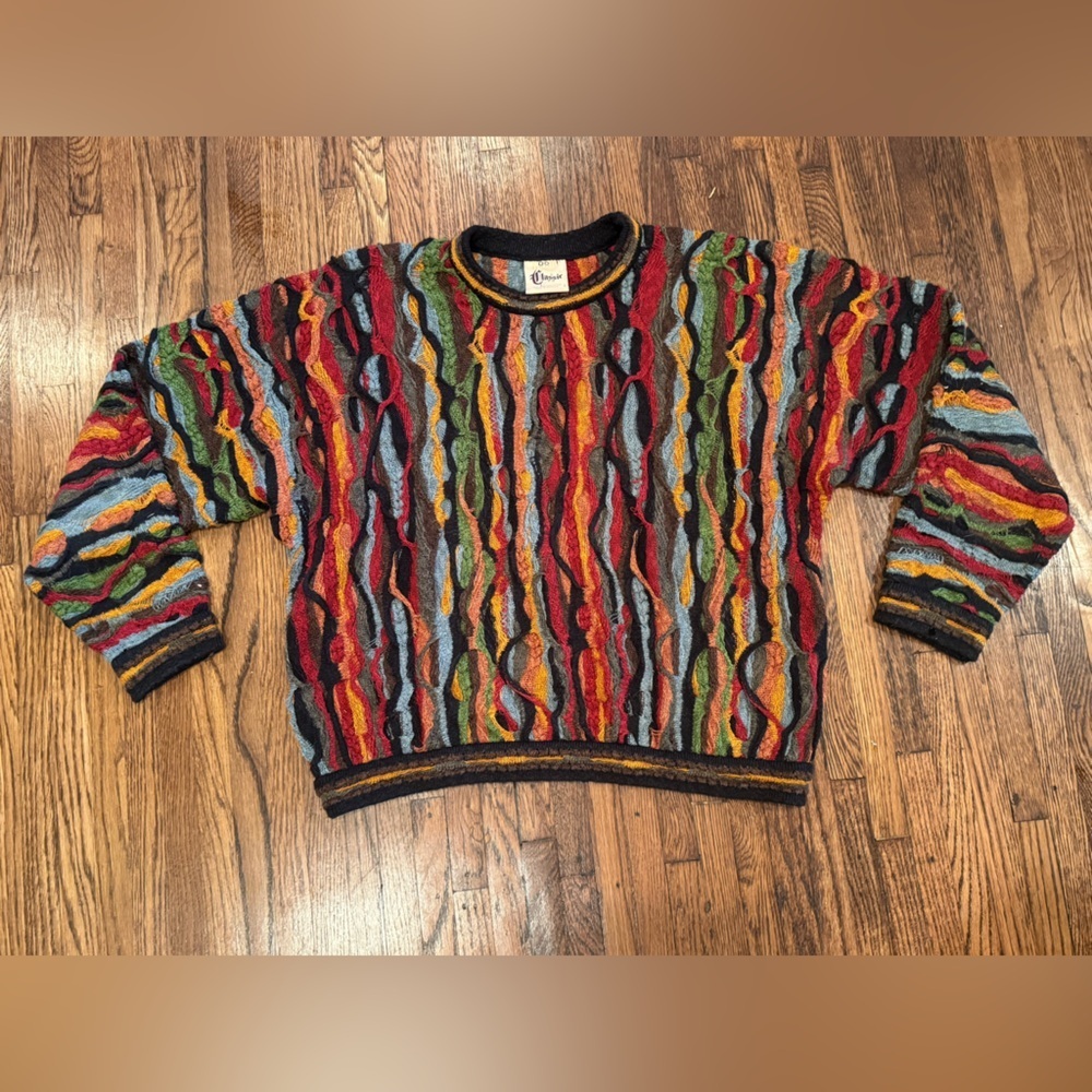 COOGI Classic Men’s Sweater in Vibrant Multicolor Pattern Grandpa 90s Size Large - Picture 6 of 10